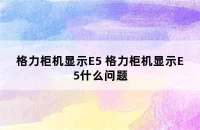 格力柜机显示E5 格力柜机显示E5什么问题